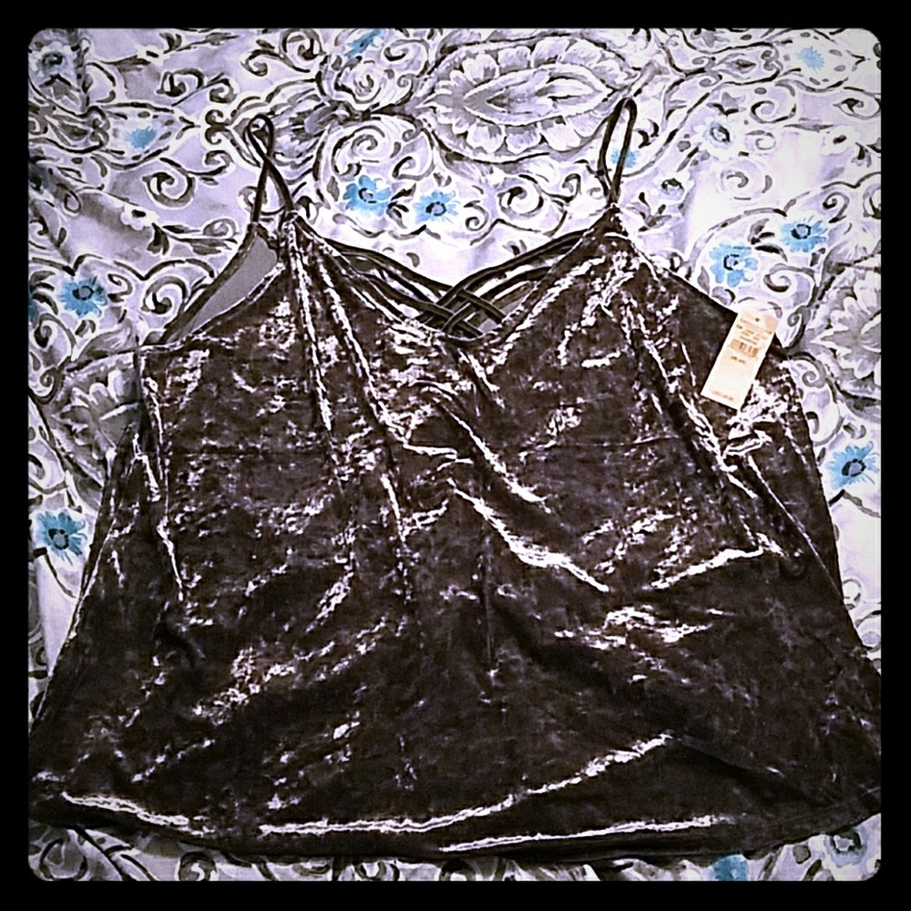 American Eagle Olive Green Crushed Velvet Cami